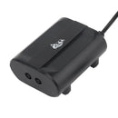 Black plastic aquarium air pump with white logo on top for aqqa dual outlet oxygen pump 20 to 40 gallons