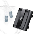 Black rectangular aquarium air pump with matte finish and silver logo for dual outlet oxygen supply 20 to 40 gallons
