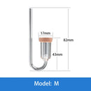 Aquapro clear glass U-shaped air pump with brown cork stopper diffuser