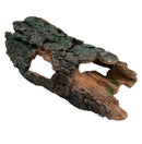 Rustic aquarium cave natural half trunk resin log with textured weathered brown and green mossy finish