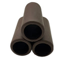 Three dark brown matte textured cylindrical tubes in aquarium cave triple pipe narrow for fish shelter
