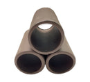 Aquarium Cave Triple Pipe Wide: three brown cylindrical pipes in triangular formation