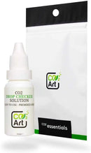 White plastic bottle with white dropper cap labeled co2 drop checker solution in green for aquarium co2 testing 15ml
