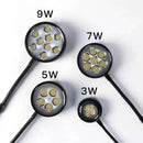 9W LED light with multiple bulbs, black body, silver accents for nano tanks