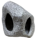 Gray speckled stone aquarium hideaway cave with two oval openings
