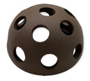 Dark brown matte finished ceramic aquarium shrimp hut ball with evenly spaced circular holes for hiding spots