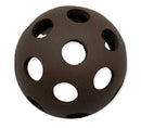 Brown perforated rubber aquarium shrimp hut ball with matte finish and evenly spaced circular holes