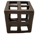 Dark brown cube-shaped aquarium shrimp hut square with grid of square cutouts for shrimp shelter and decoration