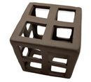 Dark brown textured aquarium shrimp hut square with grid of square cutouts on each face for shrimp habitat