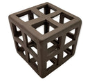 Dark brown cast iron aquarium shrimp hut square with a grid of square cutouts for shrimp habitat and hiding place