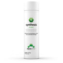 White cylindrical bottle of aquavitro synthesis plant nutrient with green hexagonal logo and nitrogen formula text
