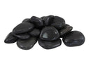 Pile of smooth glossy Black River Stone polished rocks