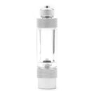 Clear cylindrical glass co2 bubble counter vial with silver caps and internal black component for single/double head use