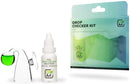 The co2 drop checker kit by coart includes a clear glass dropper with green liquid and a white co2 drop checker solution bottle