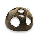 Brown textured coconut shell dome with three circular cutouts, Coconut Hut