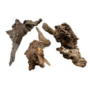 Three irregularly shaped Congo Wood driftwood pieces with gnarled textures