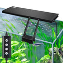 Black rectangular hygger planted aquarium led light with adjustable timer and power controls mounted on glass tank