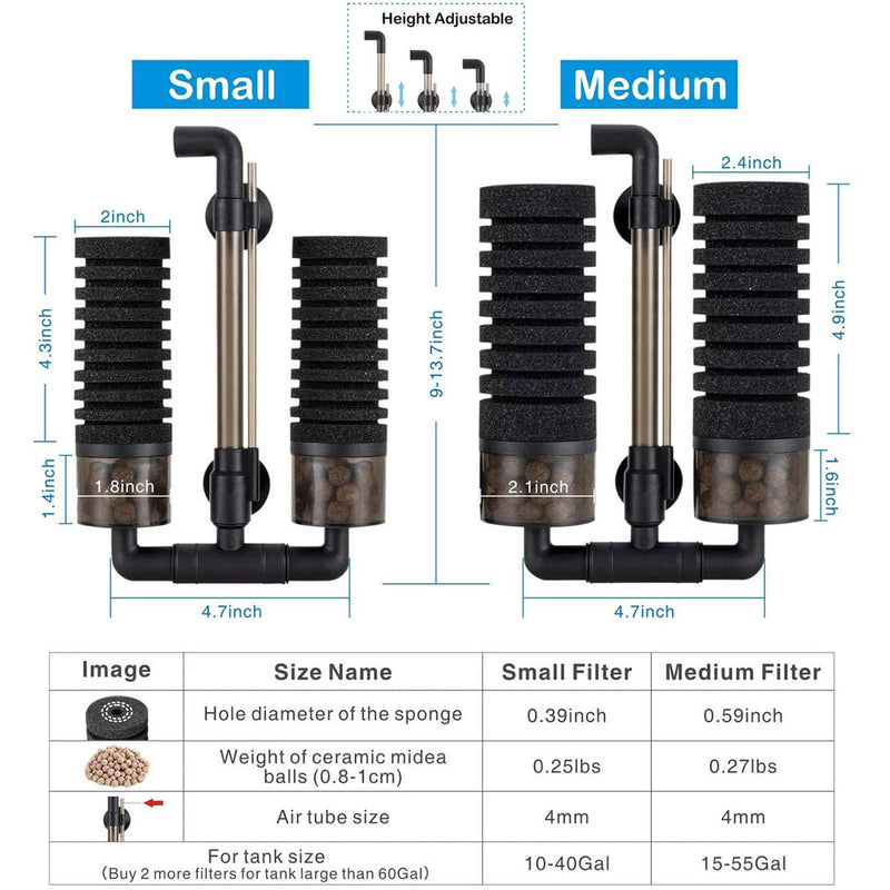 Hygger Sponge Filter 10-40 gallons - AquaticMotiv