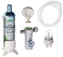Silver ista disposable co2 supply set cylinder with white plastic stand and green logo 95 grams capacity