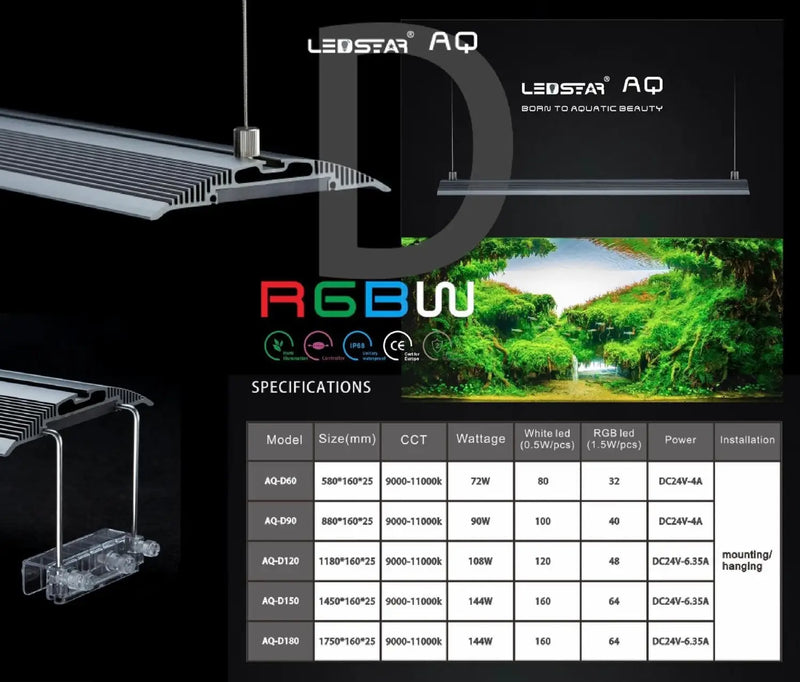 LEDSTAR AQ-D RGBW Full Spectrum Aquarium Light | Aquatic Motiv
