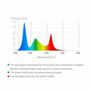 LEDSTAR AQ-D RGBW graph of plant light absorption peaks in blue, green, red