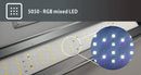 Sleek silver LEDSTAR AQ-D RGBW full-spectrum 5050 RGB mixed LED strip with bright white and yellowish LEDs in orderly grid pattern