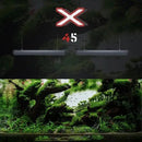 Two sleek silver ledstar aq-x aquarium lights hang above a lush green aquatic landscape for plant growth