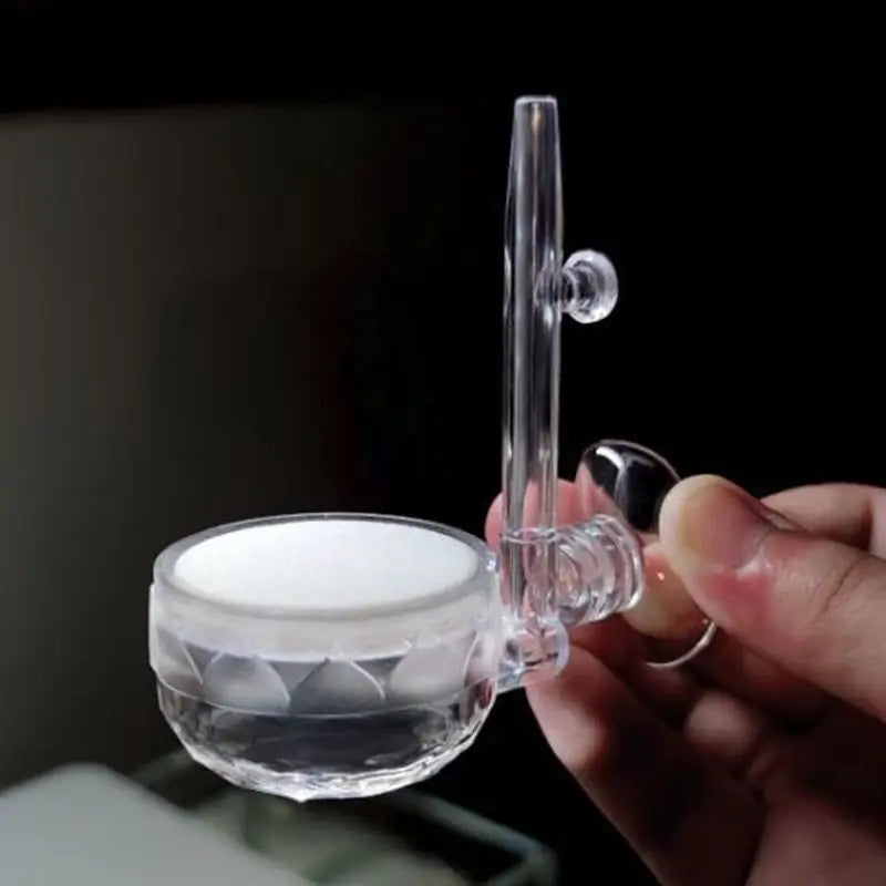 Clear glass Lotus base CO2 diffuser with geometric bowl and mouthpiece