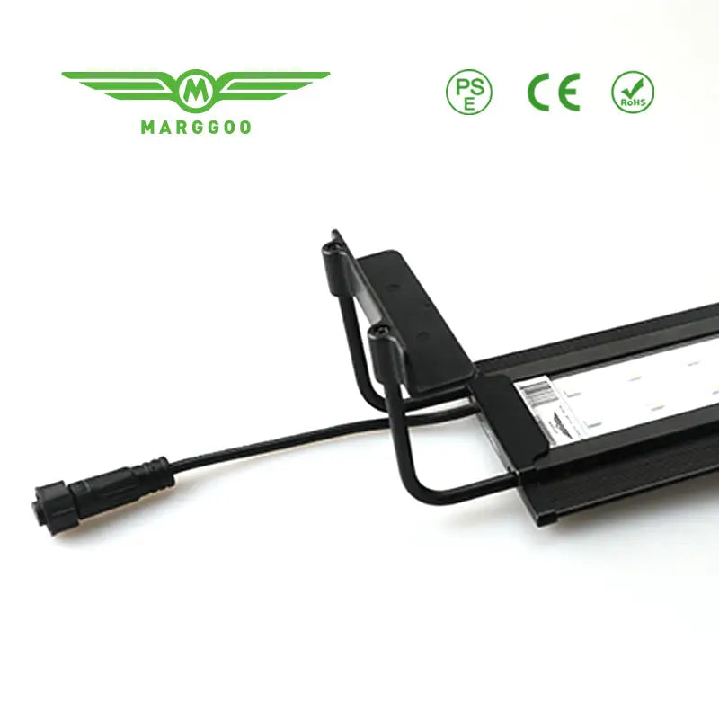 Margooo MA14 Series black metal LED strip light with green wings logo