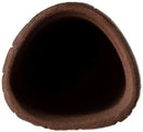 Brown triangular pet bed with soft textured surface designed as a natural ceramic cave medium for pets