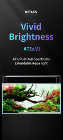 Netlea AT5s V3 aquarium light with sleek design and vibrant RGB dual spectrum illumination