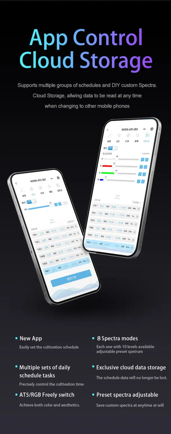 Netlea AT5s V3 app interface on smartphones for cloud storage tasks