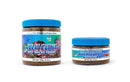 Two New Life Spectrum blue-lidded jars of invertebrate reef macro feeder with colorful marine labels