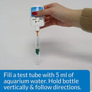 White pH test solution bottle with blue label and red cap in PH Test Kit