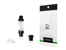 Clear cylindrical water filter with black end caps and fittings from co2 art essentials in precision pro series bubble counter kit