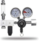 Pro-Elite Series silver black CO2 regulator with dual gauges flow meter