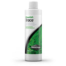 White plastic bottle of seachem flourish trace trace element supplement with green and black labeling for planted aquariums