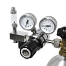 Silver and black sr aquaristik dual stage co2 regulator with two pressure gauges transparent flow meter and brass fittings