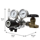 Stainless steel and brass sr aquaristik dual stage co2 regulator with two pressure gauges black knobs and safety valve