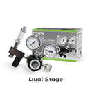 Black and silver sr aquaristik dual stage co2 regulator with three pressure gauges clear flow meter and chrome fittings