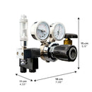 Sr aquaristik single stage co2 regulator silver and black with two pressure gauges transparent filter and branded knob