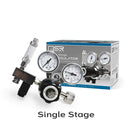 Black and silver single stage co2 aquarium regulator by SR AQUARISTIK with three pressure gauges for precise control