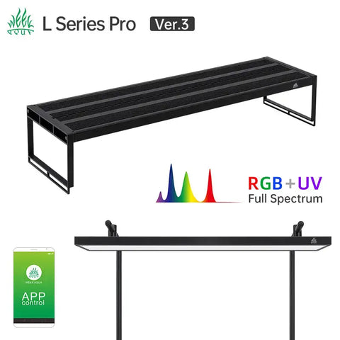 Week Aqua L Series PRO-K black metal aquarium light with RGB+UV full spectrum and app control