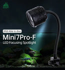 Week Aqua Mini7 PRO-F LED focusing spotlight, IP68 waterproof black silver finish