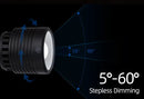Week Aqua Mini7 PRO-F black cylindrical LED light with 5° to 60° dimming