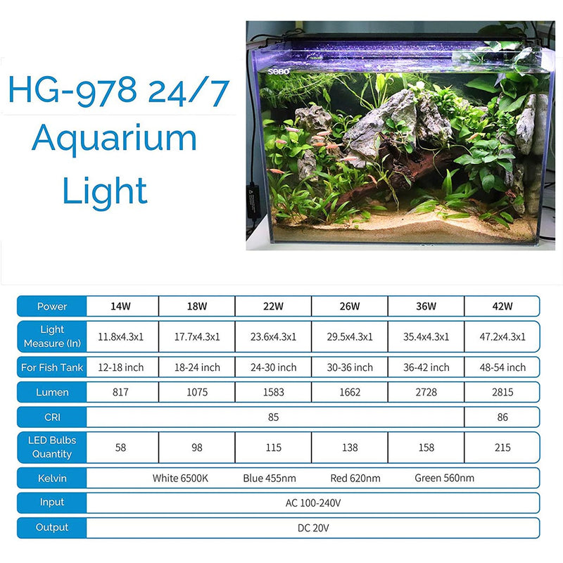 Hygger LED Full Spectrum Light 12" to 54" - AquaticMotiv