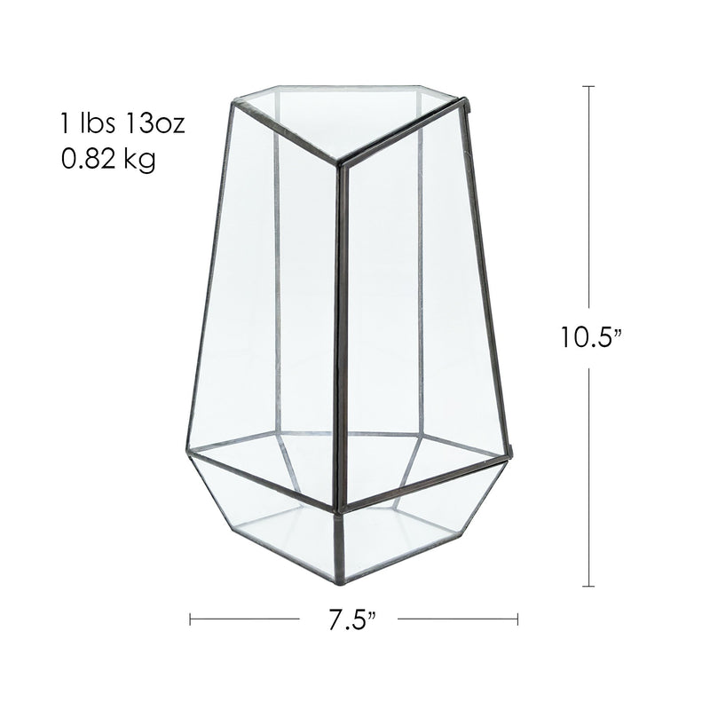 Indoor Plant Geometric Glass Vessel Container for Succulent Moss Plant Terrarium 10.5" High - AquaticMotiv