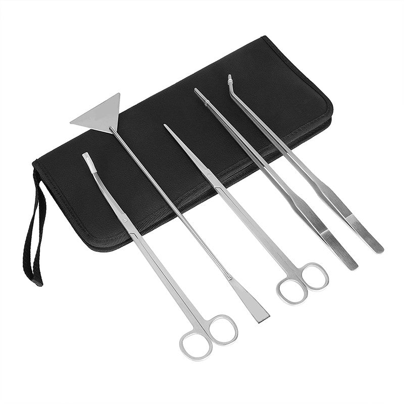 5 in 1 Stainless Steel Aquascape Tool Kit with Case - AquaticMotiv