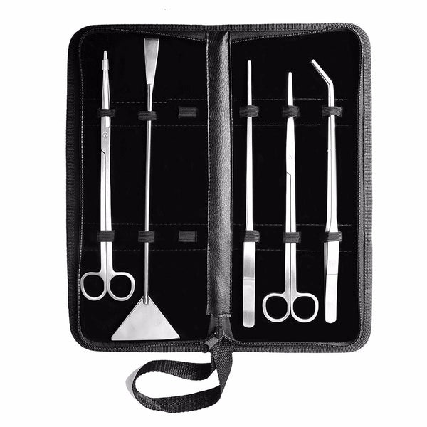 5 in 1 Stainless Steel Aquascape Tool Kit with Case - AquaticMotiv